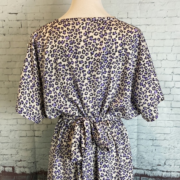 Folly PDX Sarah Bibb Dress Cheetah Short Sleeve Tie Waist M Office Portland - Picture 12 of 16